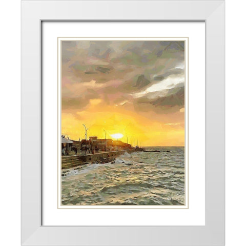 Sunset in Paradise V White Modern Wood Framed Art Print with Double Matting by Medeiros, Celito