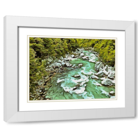 River in Forest I White Modern Wood Framed Art Print with Double Matting by Medeiros, Celito