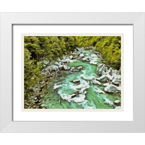 River in Forest I White Modern Wood Framed Art Print with Double Matting by Medeiros, Celito