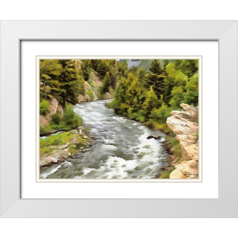 River in Forest IV White Modern Wood Framed Art Print with Double Matting by Medeiros, Celito