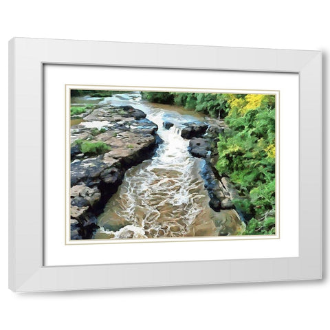 River in Forest V White Modern Wood Framed Art Print with Double Matting by Medeiros, Celito