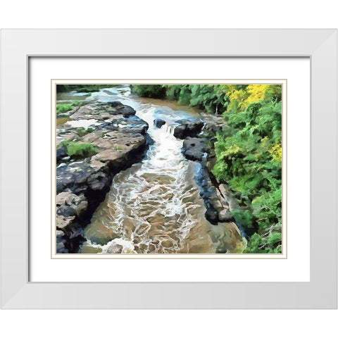 River in Forest V White Modern Wood Framed Art Print with Double Matting by Medeiros, Celito