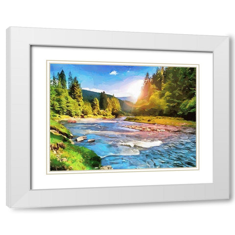 River in Forest VI White Modern Wood Framed Art Print with Double Matting by Medeiros, Celito