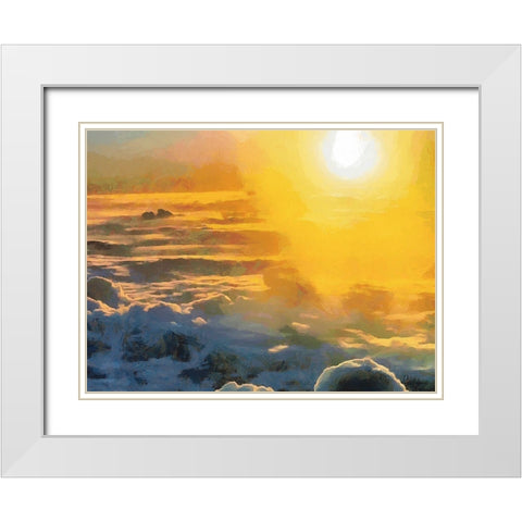 Sunrise White Modern Wood Framed Art Print with Double Matting by Medeiros, Celito