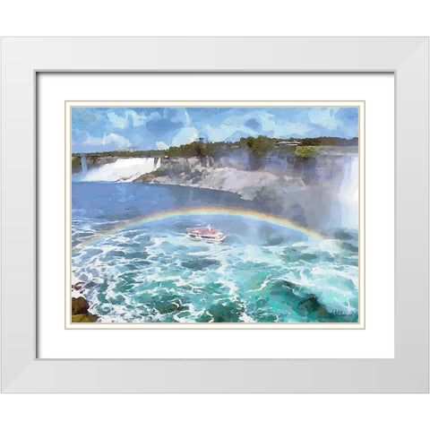 Niagara Falls II White Modern Wood Framed Art Print with Double Matting by Medeiros, Celito