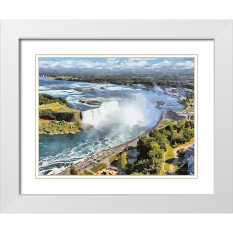 Niagara Falls IV White Modern Wood Framed Art Print with Double Matting by Medeiros, Celito