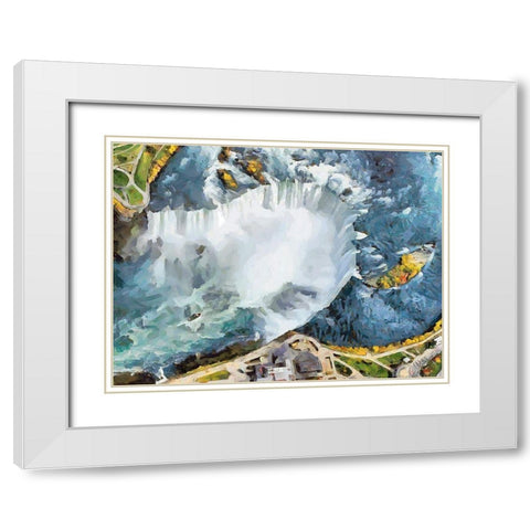 Niagara Falls V White Modern Wood Framed Art Print with Double Matting by Medeiros, Celito