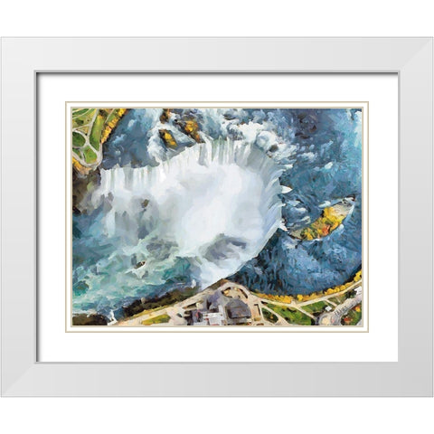 Niagara Falls V White Modern Wood Framed Art Print with Double Matting by Medeiros, Celito