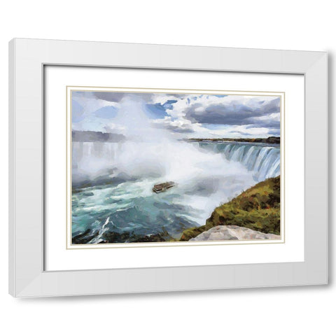 Niagara Falls VII White Modern Wood Framed Art Print with Double Matting by Medeiros, Celito
