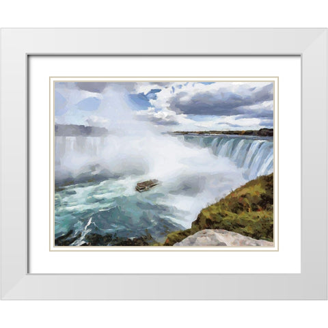 Niagara Falls VII White Modern Wood Framed Art Print with Double Matting by Medeiros, Celito
