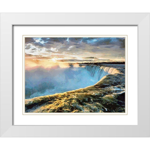 Niagara Falls XII White Modern Wood Framed Art Print with Double Matting by Medeiros, Celito