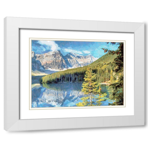 Lake Louise White Modern Wood Framed Art Print with Double Matting by Medeiros, Celito