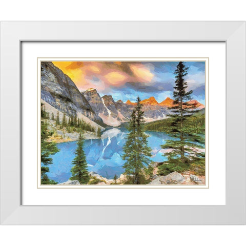 Moraine Lake  White Modern Wood Framed Art Print with Double Matting by Medeiros, Celito