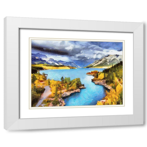 Lake in Canadian Rockies White Modern Wood Framed Art Print with Double Matting by Medeiros, Celito