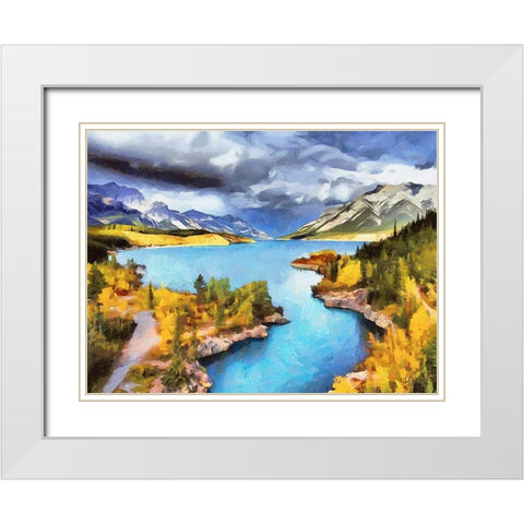 Lake in Canadian Rockies White Modern Wood Framed Art Print with Double Matting by Medeiros, Celito