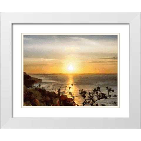 Sunset above the Lake Ontario White Modern Wood Framed Art Print with Double Matting by Medeiros, Celito
