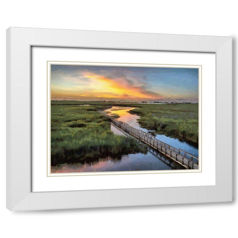 Romantic Sunset White Modern Wood Framed Art Print with Double Matting by Medeiros, Celito