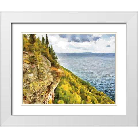 Big Lakes II White Modern Wood Framed Art Print with Double Matting by Medeiros, Celito