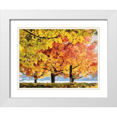 Autumn Trees in the City I White Modern Wood Framed Art Print with Double Matting by Medeiros, Celito