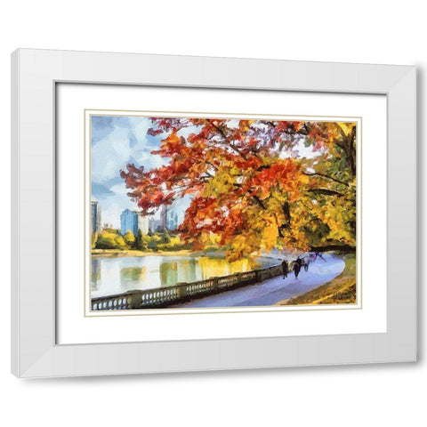Autumn Trees in the City VI White Modern Wood Framed Art Print with Double Matting by Medeiros, Celito