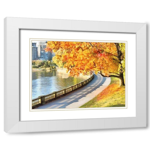 Autumn Trees in the City IX White Modern Wood Framed Art Print with Double Matting by Medeiros, Celito