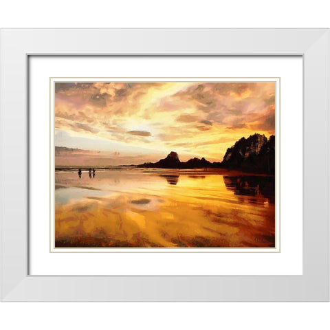 Sunset above the Lake White Modern Wood Framed Art Print with Double Matting by Medeiros, Celito