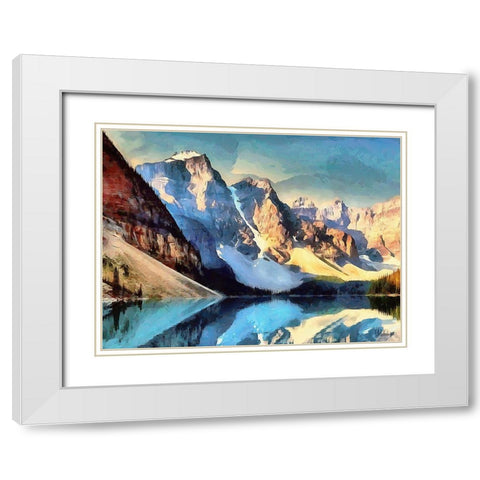Moraine Lake II White Modern Wood Framed Art Print with Double Matting by Medeiros, Celito
