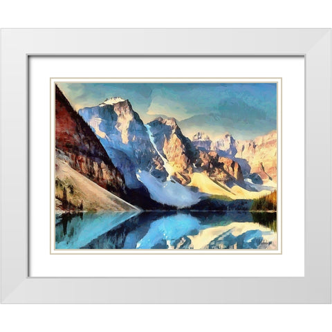 Moraine Lake II White Modern Wood Framed Art Print with Double Matting by Medeiros, Celito