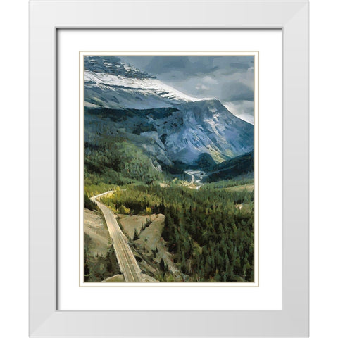 Highway in Jasper National Park White Modern Wood Framed Art Print with Double Matting by Medeiros, Celito