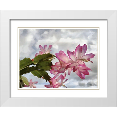 Cactus Flower II White Modern Wood Framed Art Print with Double Matting by Medeiros, Celito