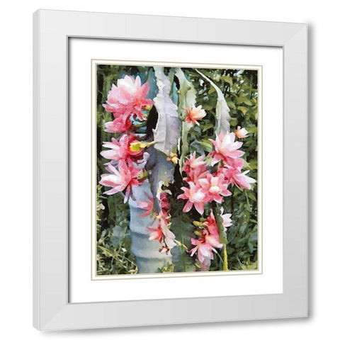Cactus Flower V White Modern Wood Framed Art Print with Double Matting by Medeiros, Celito