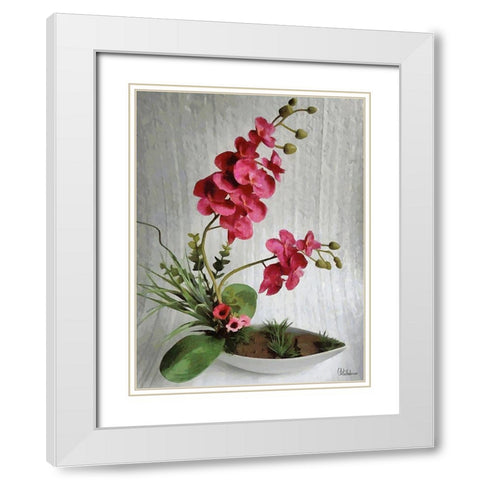 Orchids XI White Modern Wood Framed Art Print with Double Matting by Medeiros, Celito
