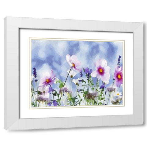 Field Flowers II White Modern Wood Framed Art Print with Double Matting by Medeiros, Celito