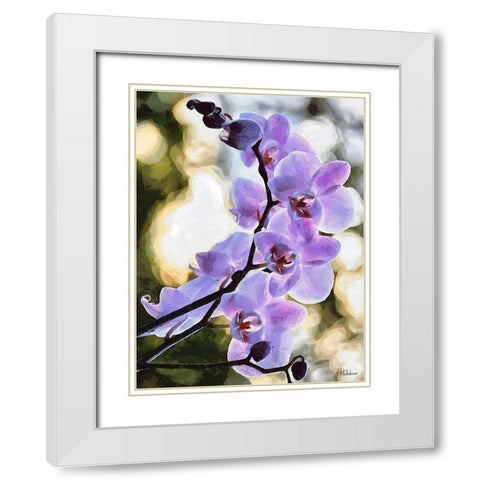 Orchids XIX White Modern Wood Framed Art Print with Double Matting by Medeiros, Celito