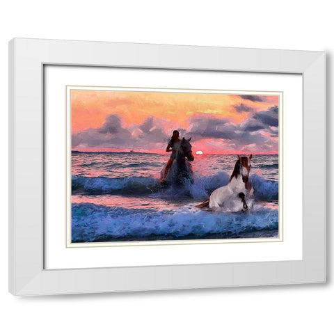 Girl Riding in the Sea White Modern Wood Framed Art Print with Double Matting by Medeiros, Celito