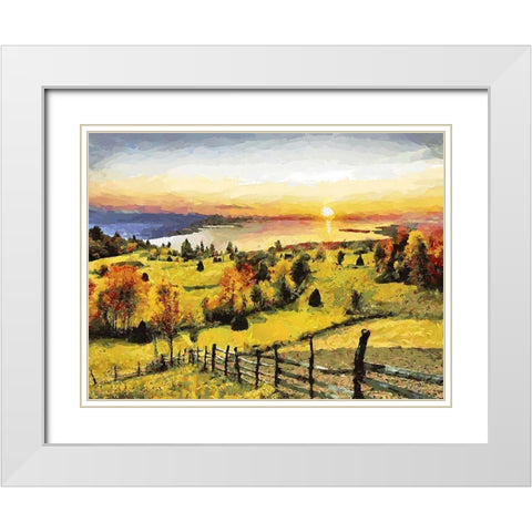 Sunset on the Lake White Modern Wood Framed Art Print with Double Matting by Medeiros, Celito
