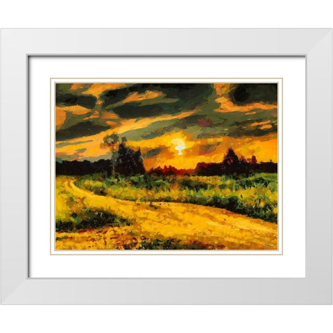 Sunset Behind the Trees II White Modern Wood Framed Art Print with Double Matting by Medeiros, Celito