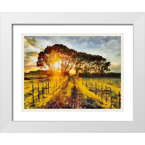 Nice Sunset White Modern Wood Framed Art Print with Double Matting by Medeiros, Celito