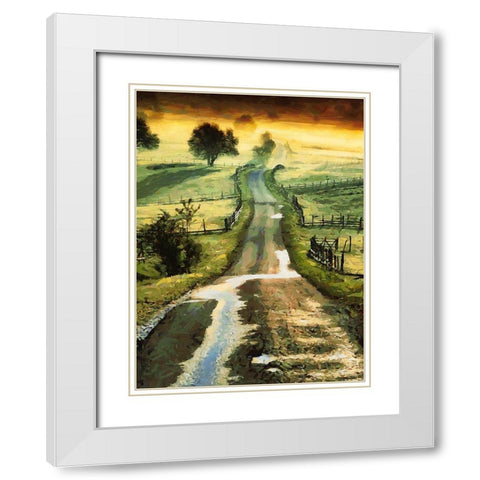 Wavy Road to Countryside White Modern Wood Framed Art Print with Double Matting by Medeiros, Celito