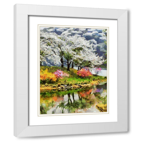 White and Pink Trees White Modern Wood Framed Art Print with Double Matting by Medeiros, Celito