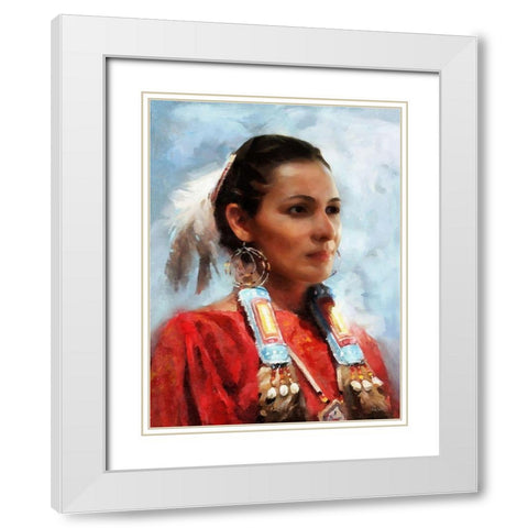 Indian Girl II White Modern Wood Framed Art Print with Double Matting by Medeiros, Celito