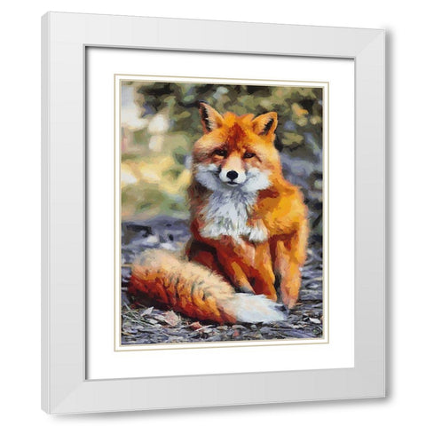 Orange Fox White Modern Wood Framed Art Print with Double Matting by Medeiros, Celito