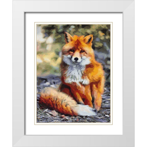Orange Fox White Modern Wood Framed Art Print with Double Matting by Medeiros, Celito