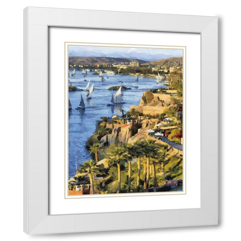 Sailboat on the Nile White Modern Wood Framed Art Print with Double Matting by Medeiros, Celito