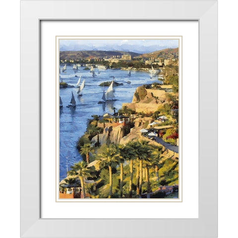 Sailboat on the Nile White Modern Wood Framed Art Print with Double Matting by Medeiros, Celito