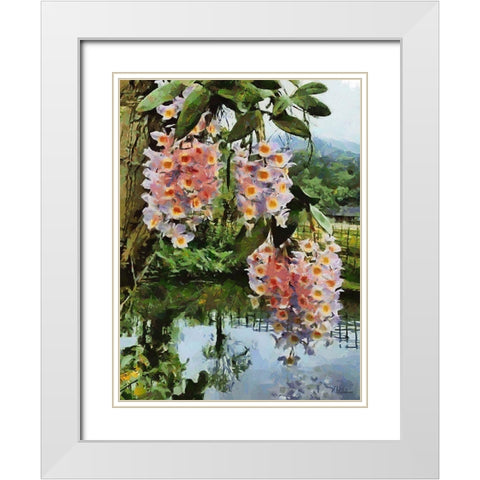 Blooming Tropical Tree II White Modern Wood Framed Art Print with Double Matting by Medeiros, Celito