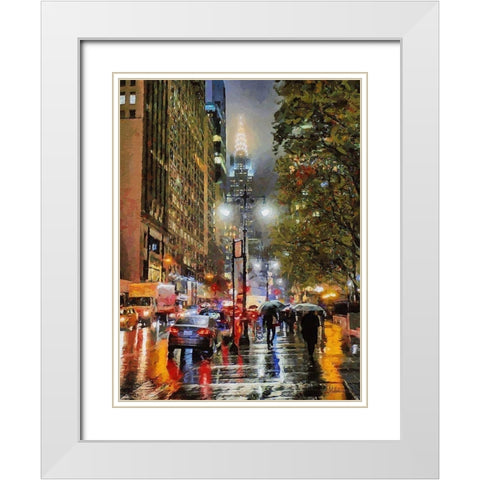 Chrysler Building view White Modern Wood Framed Art Print with Double Matting by Medeiros, Celito