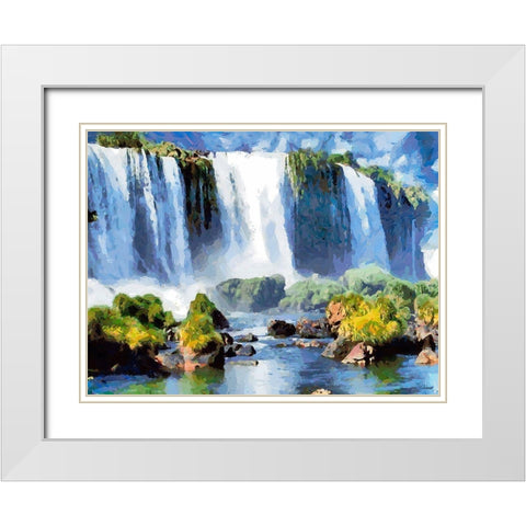 Iguazu Waterfalls II White Modern Wood Framed Art Print with Double Matting by Medeiros, Celito