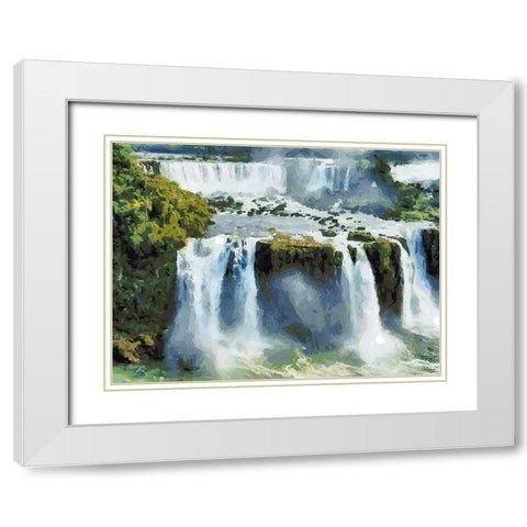 Iguazu Waterfalls IV White Modern Wood Framed Art Print with Double Matting by Medeiros, Celito