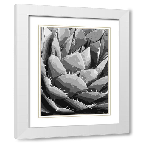 Leaves BW5 White Modern Wood Framed Art Print with Double Matting by Medeiros, Celito